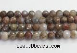 CAA5013 15.5 inches 12mm faceted round flower agate beads