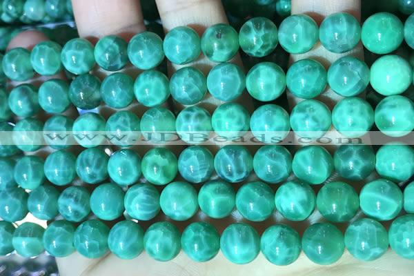 CAA5022 15.5 inches 8mm round green dragon veins agate beads