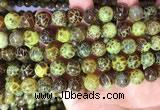 CAA5039 15.5 inches 10mm round yellow dragon veins agate beads