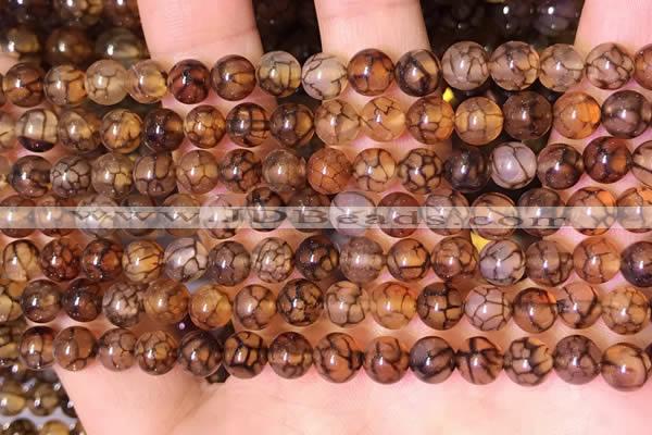 CAA5055 15.5 inches 6mm round dragon veins agate beads wholesale