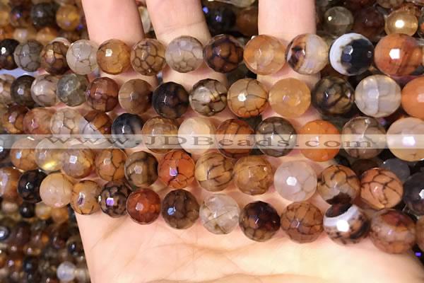 CAA5064 15.5 inches 10mm faceted round dragon veins agate beads