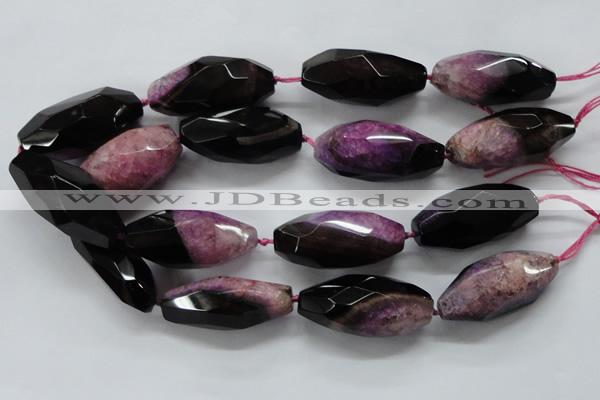 CAA508 15.5 inches 22*50mm faceted rice agate druzy geode beads