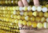 CAA5150 15.5 inches 6mm faceted round banded agate beads