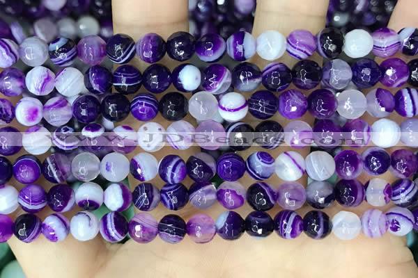 CAA5178 15.5 inches 6mm faceted round banded agate beads