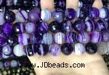 CAA5182 15.5 inches 14mm faceted round banded agate beads