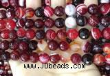 CAA5214 15.5 inches 8mm faceted round banded agate beads