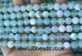 CAA5221 15.5 inches 8mm faceted round banded agate beads