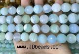 CAA5224 15.5 inches 14mm faceted round banded agate beads