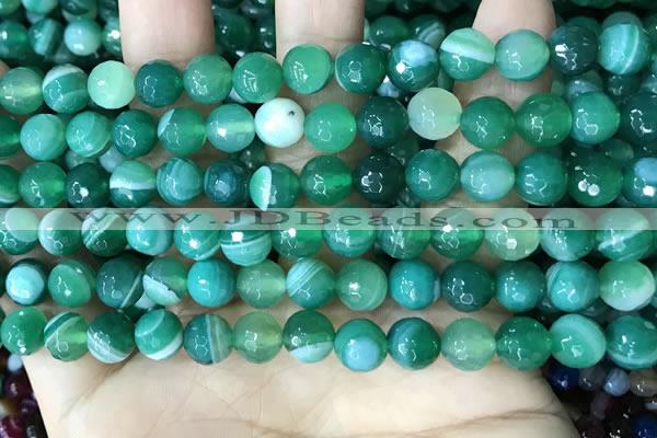 CAA5234 15.5 inches 6mm faceted round banded agate beads