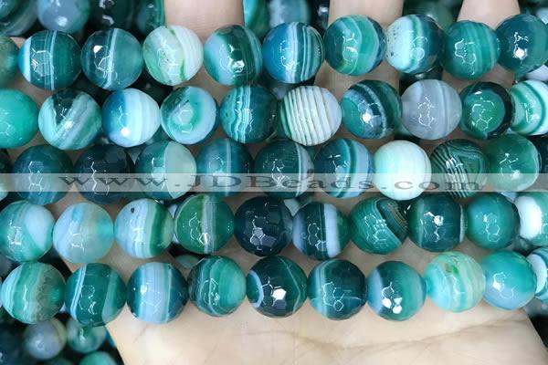 CAA5244 15.5 inches 12mm faceted round banded agate beads