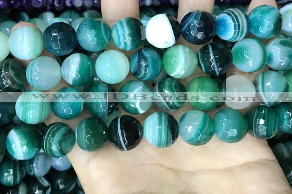 CAA5245 15.5 inches 14mm faceted round banded agate beads