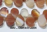 CAA5300 Top drilled 6*8mm flat teardrop line agate beads