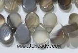 CAA5302 Top drilled 6*8mm flat teardrop line agate beads