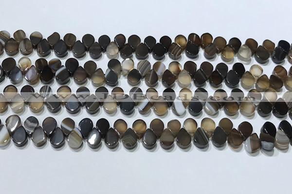 CAA5305 Top drilled 6*8mm flat teardrop line agate beads