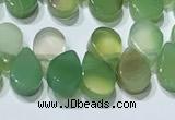 CAA5306 Top drilled 6*8mm flat teardrop line agate beads