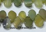 CAA5311 Top drilled 6*8mm flat teardrop line agate beads