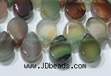 CAA5312 Top drilled 6*8mm flat teardrop line agate beads