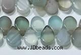 CAA5316 Top drilled 6*8mm flat teardrop line agate beads