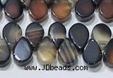 CAA5321 Top drilled 6*8mm flat teardrop line agate beads