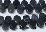 CAA5322 Top drilled 6*8mm flat teardrop line agate beads