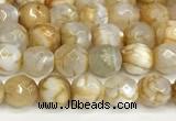 CAA5503 15 inches 6mm faceted round fire crackle agate beads