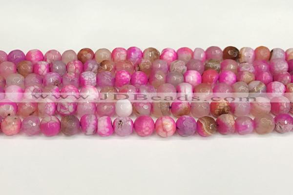 CAA5512 15 inches 8mm faceted round fire crackle agate beads