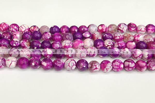 CAA5523 15 inches 10mm faceted round fire crackle agate beads