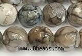 CAA5532 15 inches 10mm faceted round fire crackle agate beads