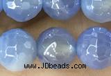 CAA5551 15 inches 8mm faceted round AB-color banded agate beads