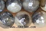 CAA5563 15 inches 8mm faceted round AB-color banded agate beads