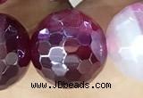 CAA5589 15 inches 12mm faceted round AB-color banded agate beads