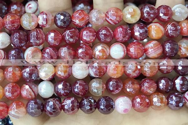 CAA5590 15 inches 6mm faceted round AB-color banded agate beads