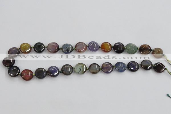 CAA561 15.5 inches 14mm faceted flat round dragon veins agate beads