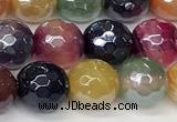 CAA5611 15 inches 8mm faceted round AB-color banded agate beads