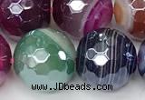 CAA5613 15 inches 12mm faceted round AB-color banded agate beads