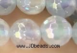 CAA5621 15 inches 8mm faceted round AB-color white agate beads