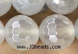 CAA5627 15 inches 10mm faceted round AB-color white agate beads