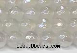 CAA5630 15 inches 6mm faceted round AB-color white agate beads