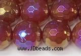 CAA5667 15 inches 10mm faceted round AB-color red agate beads