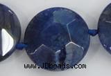 CAA567 15.5 inches 35mm faceted flat round dragon veins agate beads