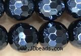 CAA5670 15 inches 6mm faceted round AB-color black agate beads