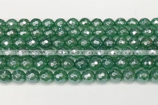 CAA5686 15 inches 8mm faceted round AB-color green agate beads