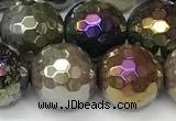 CAA5692 15 inches 10mm faceted round AB-color Indian agate beads