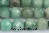 CAA5705 15 inches 6mm faceted round green grass agate beads