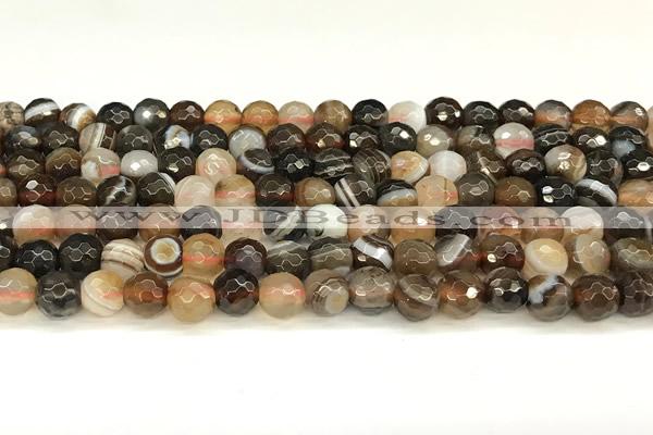 CAA5735 15 inches 6mm faceted round banded agate beads