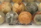 CAA5761 15 inches 8mm faceted round yellow crazy lace agate beads