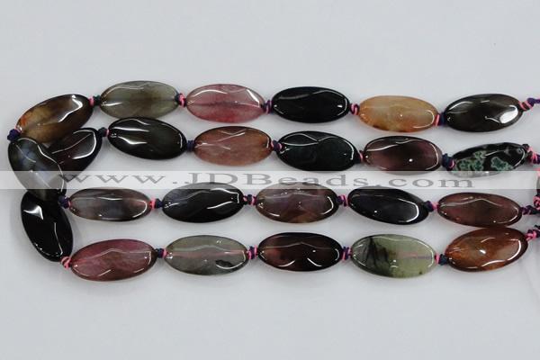 CAA578 15.5 inches 15*30mm faceted oval dragon veins agate beads