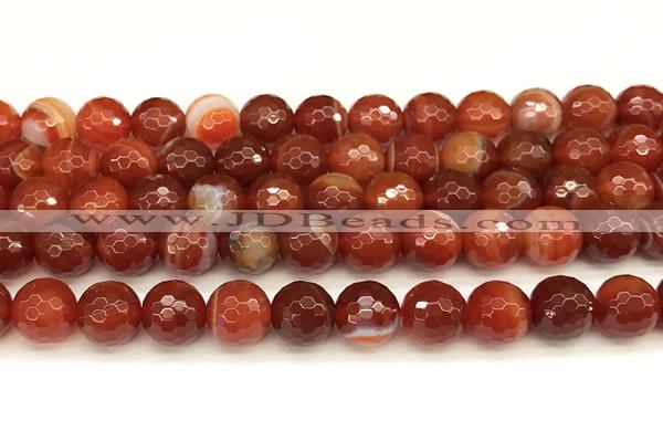 CAA5838 15 inches 12mm faceted round banded agate beads