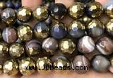 CAA5880 15 inches 6mm,8mm,10mm & 12mm faceted round electroplated banded agate beads