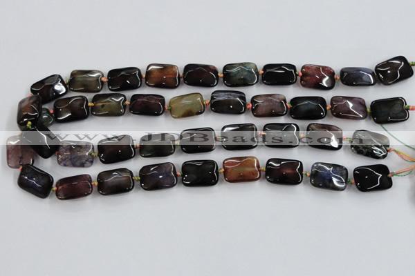 CAA589 15.5 inches 13*18mm faceted rectangle dragon veins agate beads